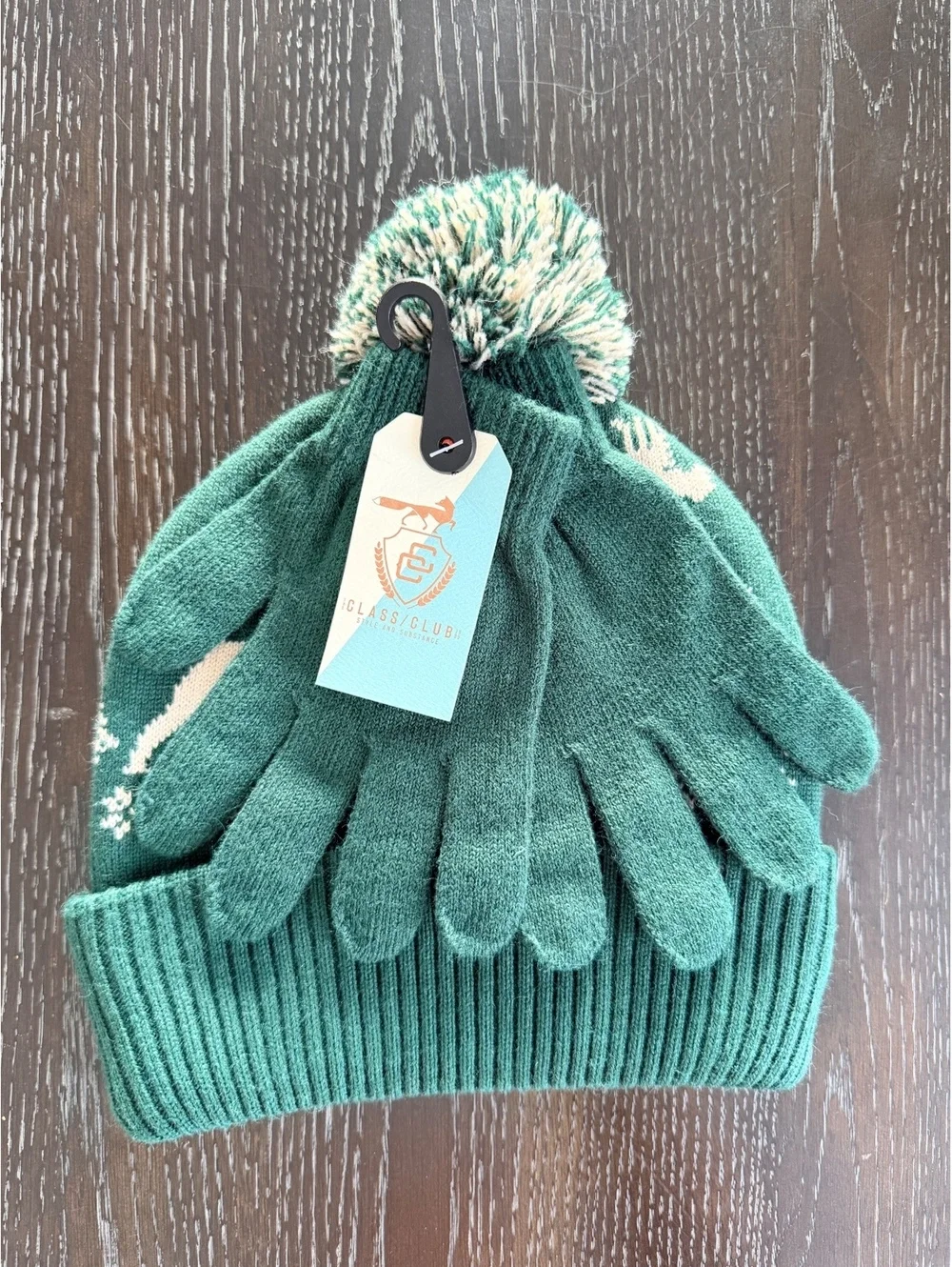 Class Club Little & Big Boys' Fair Isle Beanie and Gloves - Green
